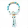 Llaveros Borla Llaveros Cadena PU Cuero Pulsera Titular de gran tamaño O Pulsera Brazalete Llavero Mujeres Monograma Keychians Regalo de Navidad Q2F Dhtne