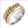 Coppia Anelli Interi 40 Pz Spin Catena In Acciaio Inossidabile Sier Nero Oro Blu Mix Uomo Moda Wedding Band Regali per feste Gioielli Drop248I