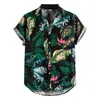Chemises décontractées pour hommes 2023 à manches courtes à manches courtes imprimées hawaïennes boutonnières Flower Beach Men Vacances d'été