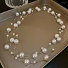 Choker Limax Super Fairy Long Pearl Necklace Trendy Temperament Court Style Niche Design Collebone Chain Delicate and Gentle Sweater C