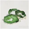 Colares pendentes grandes conectores de pedra verde druzoso para jóias que fazem mulheres 2022 Gold Belbing Buzel Geode Slice Hole Irregar Agates d Dhpf8