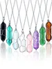 Hängen Hexagonal Crystal Pointed Quartz Natural Healing Pendant Halsband med trädtråd inslagna ädelsten för kvinnliga flickor Drop Deliv Amuac