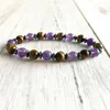 Strand Natural Purple Quartz Armband Tiger Eye Mala Pärlor Armband Yoga Hematitgåva till flickvän/BoyFrien