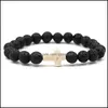 Braccialetti di fascino in pietra naturale lava roccia di roccia bracciale croce diffusore olio essenziale perle da yoga da 8mm da donna uomo gioielli dhs q58fz gocce dhfxk