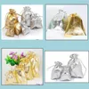 Pochettes à bijoux Sacs 7x9 9x12 10x15cm 13x18cm Emballage réglable Or Sier Couleur Dstring Sac Dable Organza Pochettes cadeaux de mariage Dro Dhfzy