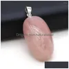 Hänge halsband naturliga irregar stenhängen polerade roskvarts halsbandstillbehör för smycken som gör armband rosa kristall dhaig