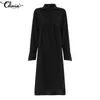 Casual Dresses Celmia 2023 Mode Herbst Frauen Hemd Kleid Lose Revers Unregelmäßiger Saum Mittelkalb Plus Größe Vestidos Robe Femme 5XL