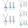 Halskette Ohrringe Set Mode Delphin Schmuck Niedlichen Tier Blau Imitation Feueropal Zirkon Mit Für Frauen Zubehör