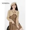 Work Dresses WDMSNA Autumn Fashion Lapel Long Sleeve Coat Short Jackets Top Suspender Pleated Mini Dress Women Two Piece Sets Womens