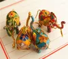 Pochettes à bijoux en gros 6 pièces superbe porte-clés éléphant cloisonné fait à la main chinois ornement de noël