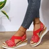 Sandals Women Casual Slippers Slip On Strap Cross Shoes Plus Size 2023 Summer Buckle Wedges Weave Beach Open Toe