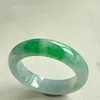 Braccialetto in vera giada verde Myanmar con fiore intagliato a mano in giadeite per gioielli da donna