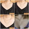 Collane con ciondolo 3 strati Sier Coin Rectangar Bar Collana girocollo Donna Clavicola Ragazze Catena Chocker Gioielli Regalo Drop Delivery Pend Dh4Jq