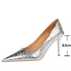 Dress Shoes Shoes Women Pumps Slivery Golden Wedding Shoes Sexy High Heels Stiletto Luxury Banquet Shoes Plus Size 43 Female Pumps 220117