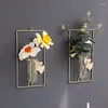 Vases tenture murale verre fleur Vase hydroponique plante fer géométrique Tube à essai support en métal décor à la maison