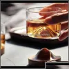 Wine Glasses Drinkware Kitchen Dining Garden Home Mountain Wooden Bottom Irish Transparent Glass Tea Cup For Whiskey Vodka Bar Drop D Dhjfc