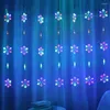 Strings Snowflakes Window Curtain Light 3X0.8M Christmas Fairy Icicle For Bedroom Wall Party Indoor Outdoor Decor