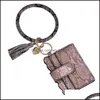 Key Rings Holder Leather Tassel Pendant Bracelet Id Credit Card Keychain Leopard Handbag Keychains Wristband Wallet Keyrings Q148Fz Dhf5T