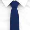Papillon Cravatta in lana da uomo Cravatta piatta sottile blu scuro per uomo Tempo libero Accessori per feste lavorate a maglia Regali di Natale Gravata leggera