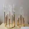 Party Decoration Metal Candelabra Candle Holders Candlesticks Flower Vases Wedding Table Centerpiece Pillar Stand Road Lead Drop Del Dhnfk