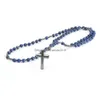 Pendant Necklaces Fashion 6Mm Natural Stone Necklace Wholesale 6Pcs/Lot Hematite Cross Men Jewelry Drop Delivery Pendants Dh0Ot