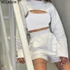 Kadınların Takipleri Nclagen 2023 Moda Atlet 3 adet Set Selate Caspy Top Hoodies Sweatshirt Slim Camis Gevşek Şort Kadın Spor Salonu