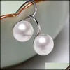 Cuelgue los pendientes de la perla de la manera de la lámpara 910Mm Cuchara de agua dulce natural oblata grande 925 Joyas de plata esterlina para las mujeres Regalo de la muchacha D Dho0A