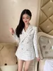 Costumes de femmes Blazers coréens piste femmes femmes vestes de blazer tweed blanc noir blanc