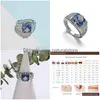 Urok Bracelets 20pcs Wampirów Pierścień Pierścień Lapis Lazi Filigree Pierścienie światła dzienne dla kobiet Caroline Forbes Cosplay Costplay Dabium Jewelr Dhy1b