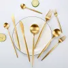 Gold Flatware Wedding Dinner Advice Gold Cutery Knife Fork Fork Spoon Rostfritt stål Tabeller Silver FY5666