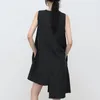 Vestidos casuales elegante sin mangas sólido negro sundress mujeres irregular mujer vestido otoño lujo 2023 primavera vintage cintura alta fiesta a-line