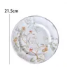 Plates Golden Stroke Classical Ceramic Dinner Plate American Vintage Painted Branches Decorative Dessert Afternoon Tea Tableware