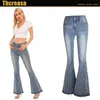 Women's Jeans Pants Heavy Industry 3D Embroidered Trousers Striped Flared
