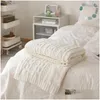 Blankets Modern Fashion Ivory Fleece Blanket Sofa Office Nap Knitted Thread Throw Bed Bedspread Winter Warm Twisted Flower Drop Deli Dh8Gu