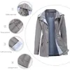 Women's Jackets Windbreaker Women European Size Ladies Mid-length Jacket Wind Raincoat Pocket Zipper Hooded With Detachable Hat Outwear