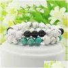 Designs com miçangas Jóias de joias por atacado 10pcs/lote 8 mm White Howlite Stone com amantes de distância turquesa Bracelets Drop dell Dhp8w