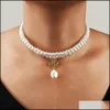 B￤rade halsband Pearl Pendant Necklace For Women Girls Mtilayer Fashion Sweater Chain Charm Rhinestone Wedding Choker Jewelry Gift DHBLD