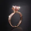 Cluster Rings Flower Design 925 Sterling Silver For Women Luxury 2ct Diamond Wedding Engagement Ring Finger 18k Rose Gold JewelryCluster