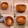 Bowls Natural Round Wooden Bowl Soup Salad Noodle Rice Fruit Proof Handicraft Holder Kitchen Handmade Wood For Kids Drop Delivery Ho Dhhaf