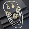 Necklace Earrings Set Neovisson Gorgeous Bride Wedding Jewelry Algeria Aristocratic Women Pearl Beaded Multilayer Chain Earring Sets