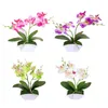 Dekorativa blommor Bonsai Potted Flower Artificial Phalaenopsis Fake Plant Table Ornament For Home Wedding Desktop Decor with Basin