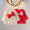 Girl Dresses Korean Version For Girls Spring Autumn Party Dress Solid Color Children's Mesh Cute Bow Style Clothes