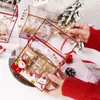 Opakowanie prezentów 10pcs/LOT Świąteczne przezroczyste ciasteczka Opakowanie Pudełko z uchwytem Święty Mikołaj Claus Candy Chocolate Kids Favors