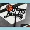 Other Event Party Supplies 200Pcs Football Basketball Soccer Acrylic Cake Topper For Boys Birthday Sports Decorations Sn3507 Drop Dhd6H