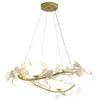 Chandeliers Nordic Luxury Leaves Led Chandelier Modern Design White Living Room Bedroom Decoration Dining Art Ceiling Light