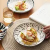 Plates Japanese-Style Underglaze Color Plate Household Dishes Rice Dinner Ceramic Deep Retro Tableware Set