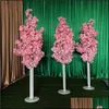 Flores decorativas grinaldas colorf cor de cerejeira artificial árvore romana coluna romate lidera centers de casamento abriu adereços de ferro flor flor otacm