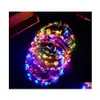 Flores decorativas Guirnaldas Venta al por mayor Fiesta Guirnalda brillante Colorf Flor Diadema Mujeres Niñas LED Light Up Hairband Guirnaldas Regalos Otwfd