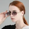 Zonnebrillen metaal frameloze ovale diamant snijlens trend getinte brillen uv400 Beschermingsglazen vrouwen mode -accessoires