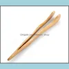 Coffee Tea Tools 18Cm Bamboo Clip Kongfu Wooden Tweezer Mtifunction Sugar Salad Toast Food Tongs Kitchen Accessories Drop Delivery Dhmlh